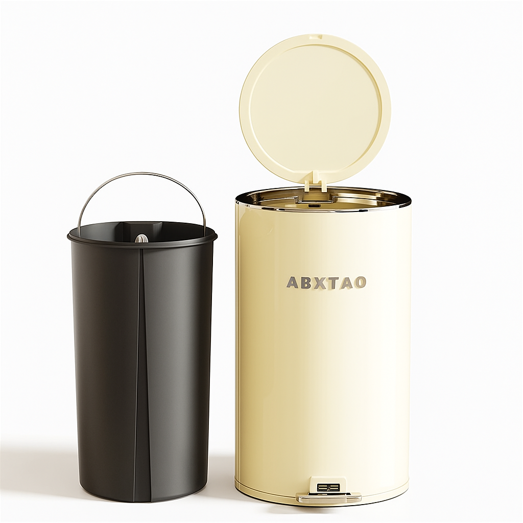 Lot poubelles à pédale 8 L et 20 L inox beige pour cuisine et salle de bain Poubelle & Design