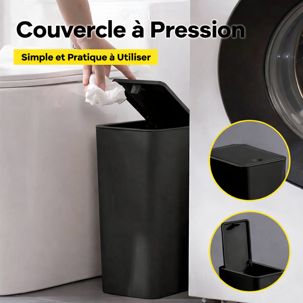 Poubelle en plastique slim 10 L à couvercle à pression Poubelle & Design