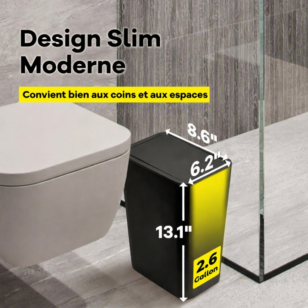 Poubelle en plastique slim 10 L à couvercle à pression Poubelle & Design