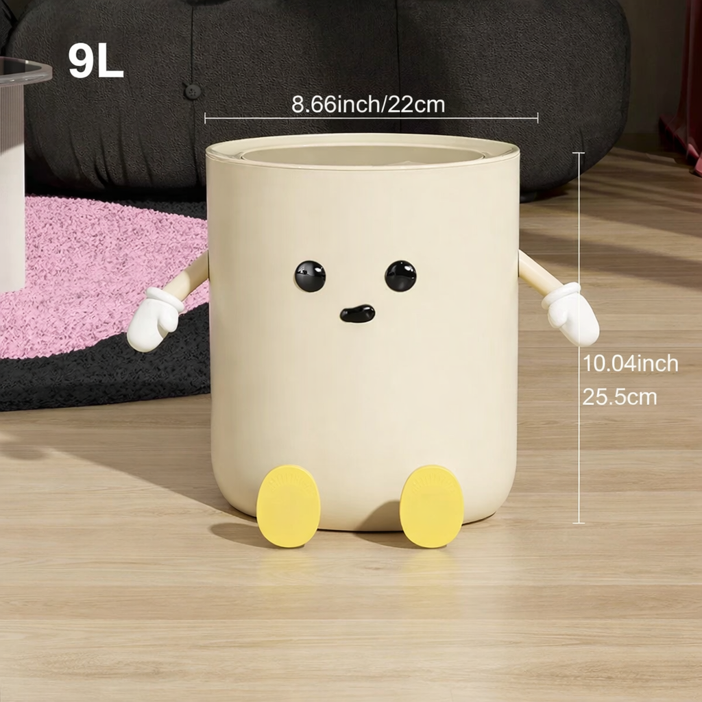 Poubelle décorative en plastique 9 litres format compact pour chambre
