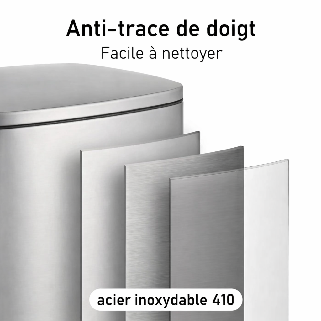 Poubelle de cuisine inox 50L + 5L à pédale – Fermeture silencieuse, anti-odeur, design moderne poubelleetdesign.com