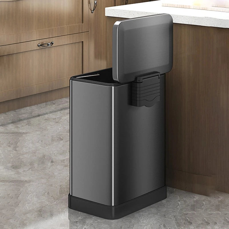 Poubelle à pédale 20 L en acier carbone – design rectangulaire simple et moderne pour cuisine, bureau ou salle de bain poubelleetdesign.com