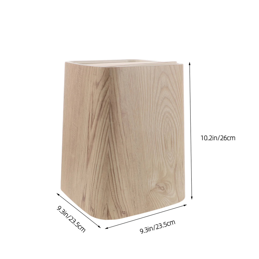 Poubelle effet bois rectangulaire 8,5 L avec couvercle basculant, design rétro pour salon ou salle de bain