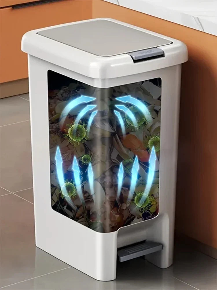 Poubelle en plastique à pédale 20 litres rectangulaire avec couvercle à pression 