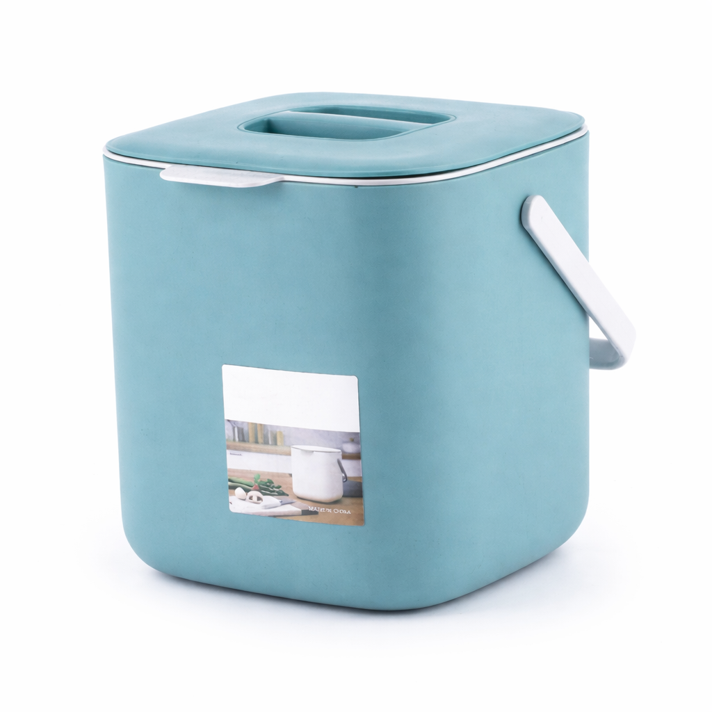 Poubelle plastique 4 litres bleue pour cuisine avec bac intérieur amovible