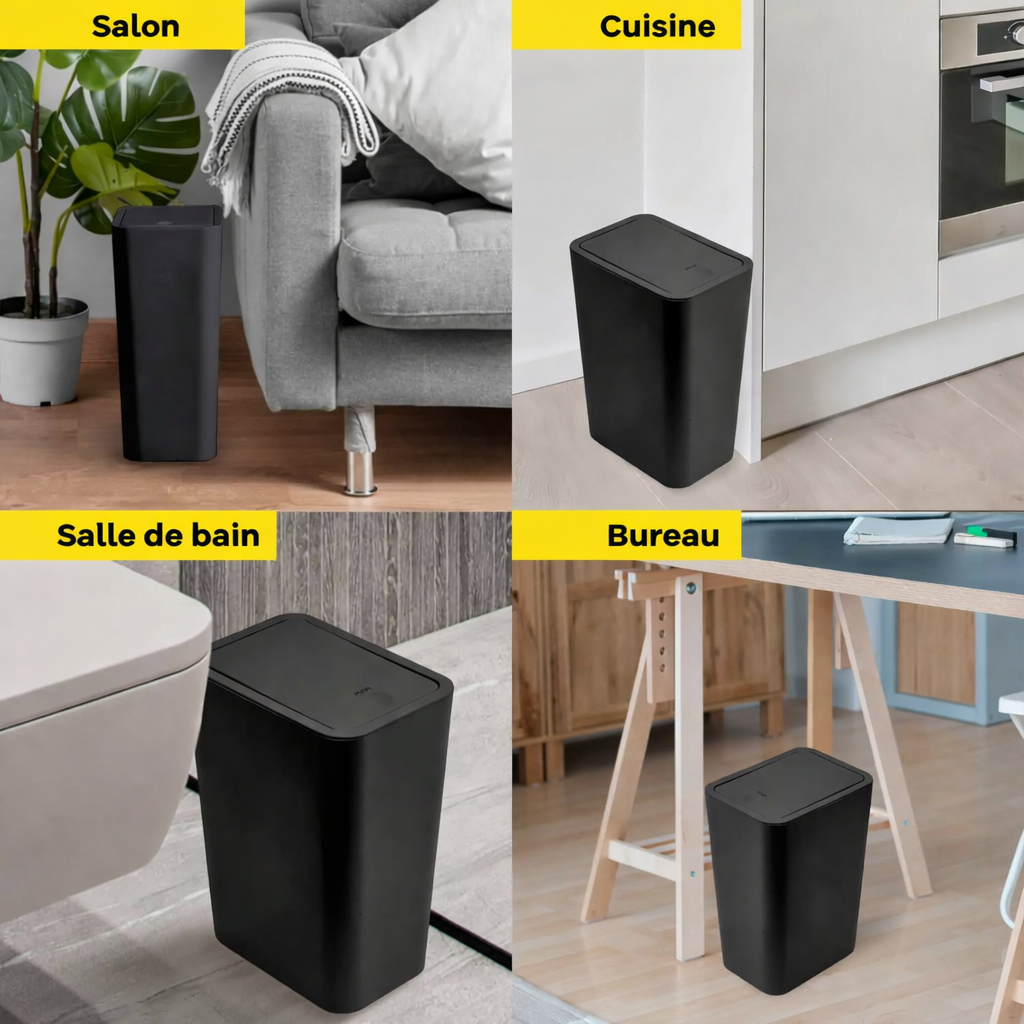 Poubelle en plastique slim 10 L à couvercle à pression Poubelle & Design