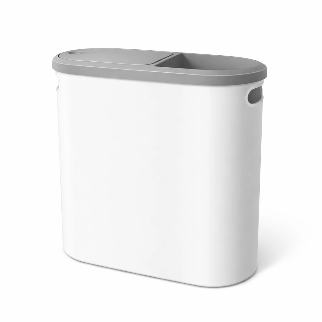 Poubelle salle de bain 10 litres plastique PP design slim blanc