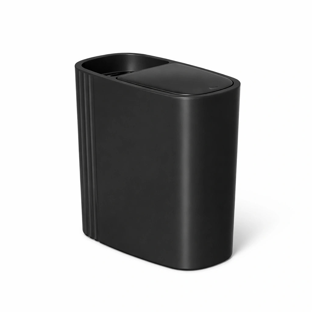 Poubelle de salle de bain blanche slim avec couvercle à pression