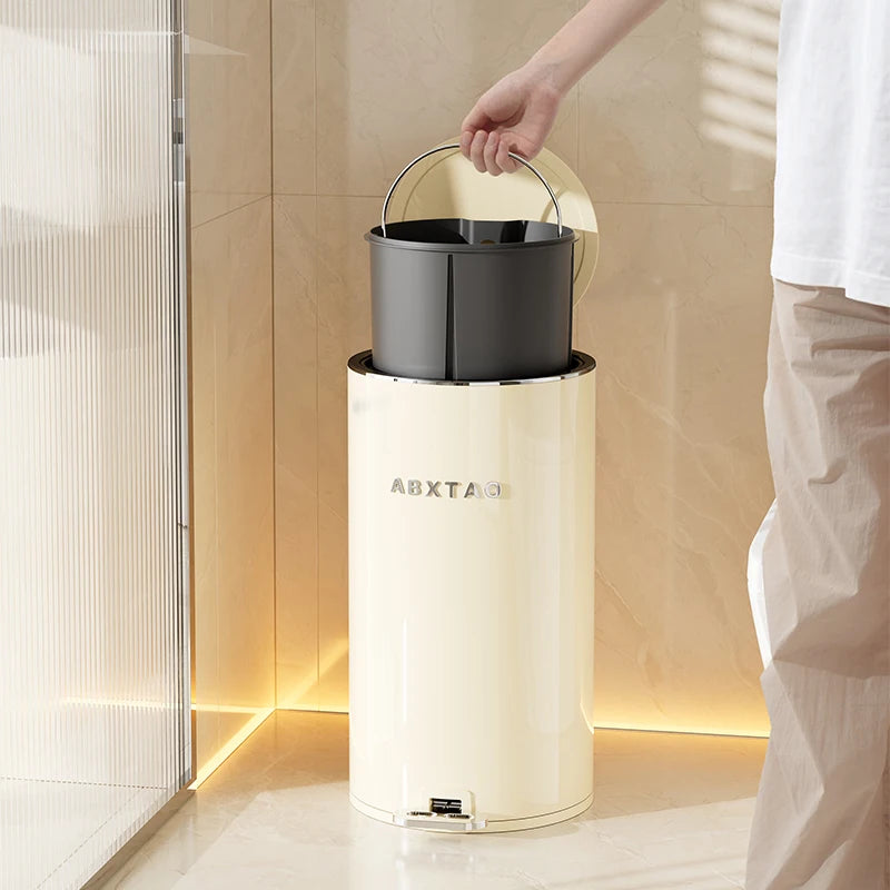 8L 20L Sealed Step Trash Can Metal Dual Bucket High Capacity for Kitchen Bathroom Bedroom Poubelle & Design