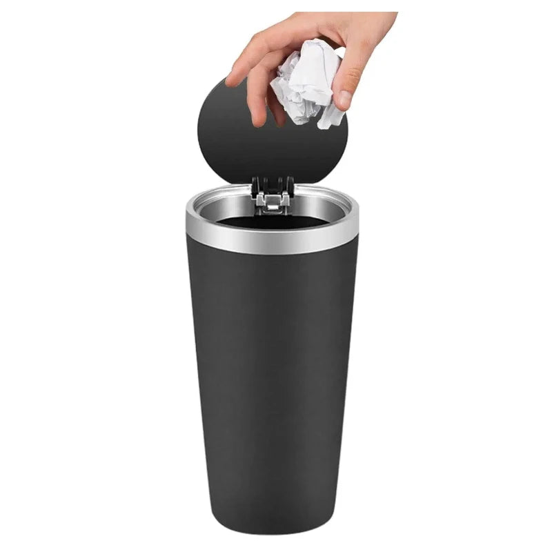 Compact Leakproof Mini Car Trash Can with Easy-Press Pop-Up Lid Durable Odor-Blocking Waterproof ABS Bin for Cup Holders Storage Poubelle & Design