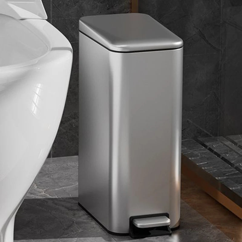 Pedal Waste Bins with Lid Waste Bins Stainless Steel Trash Can Anti Odor Toilet Trash Can Modern Kitchen and Luxury Home Items Poubelle & Design