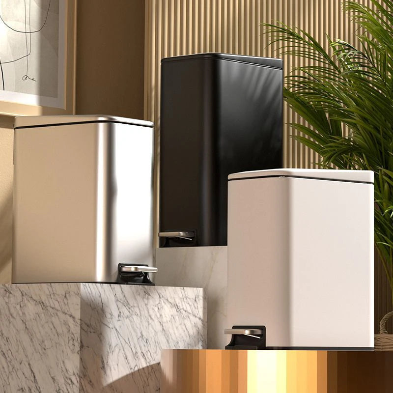 Pedal Waste Bins with Lid Waste Bins Stainless Steel Trash Can Anti Odor Toilet Trash Can Modern Kitchen and Luxury Home Items Poubelle & Design