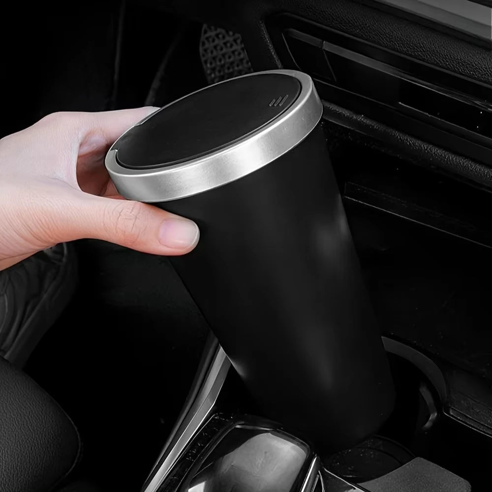 Compact Leakproof Mini Car Trash Can with Easy-Press Pop-Up Lid Durable Odor-Blocking Waterproof ABS Bin for Cup Holders Storage Poubelle & Design