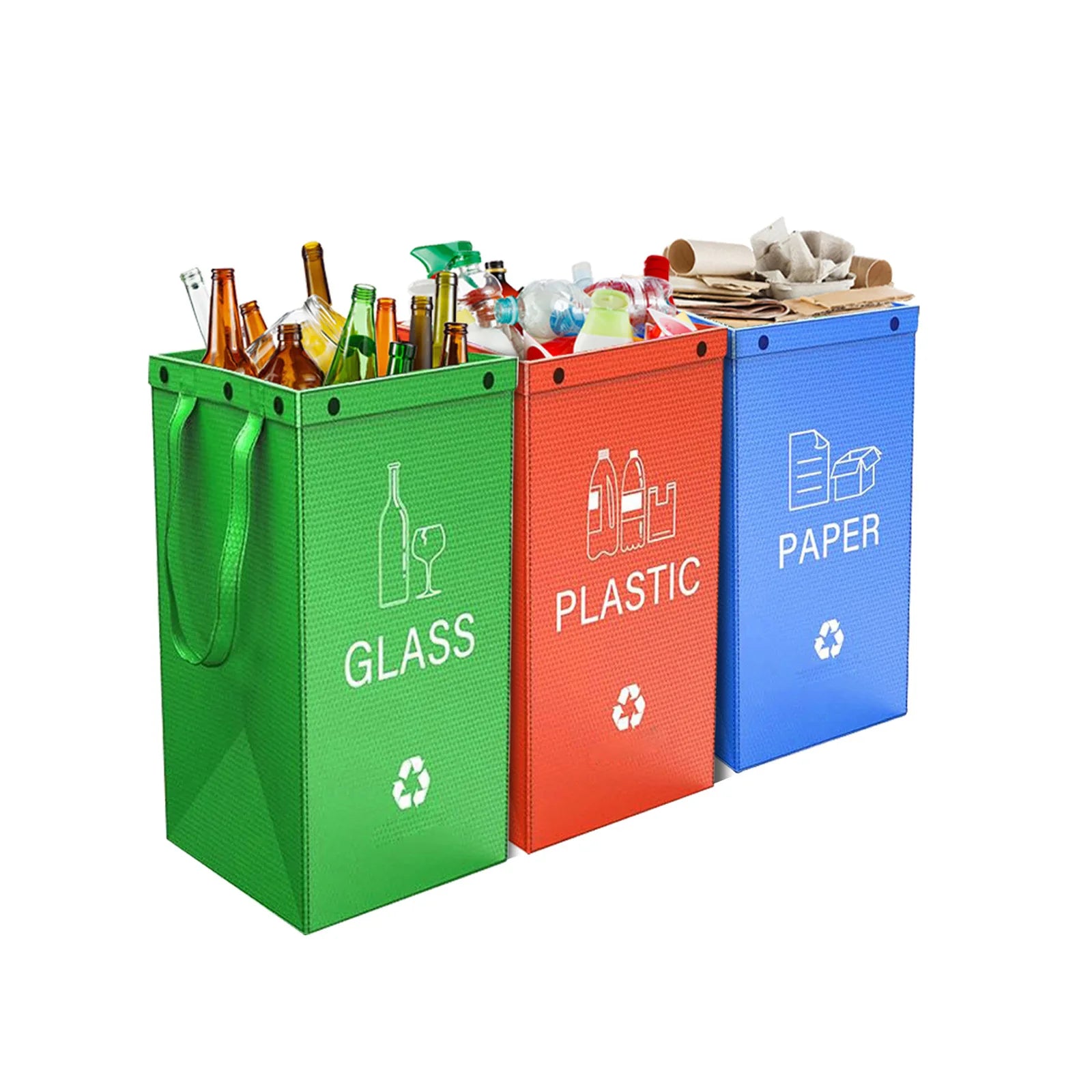 poubelles de tri sélectif 3 bacs recyclage verre plastique papier cuisine