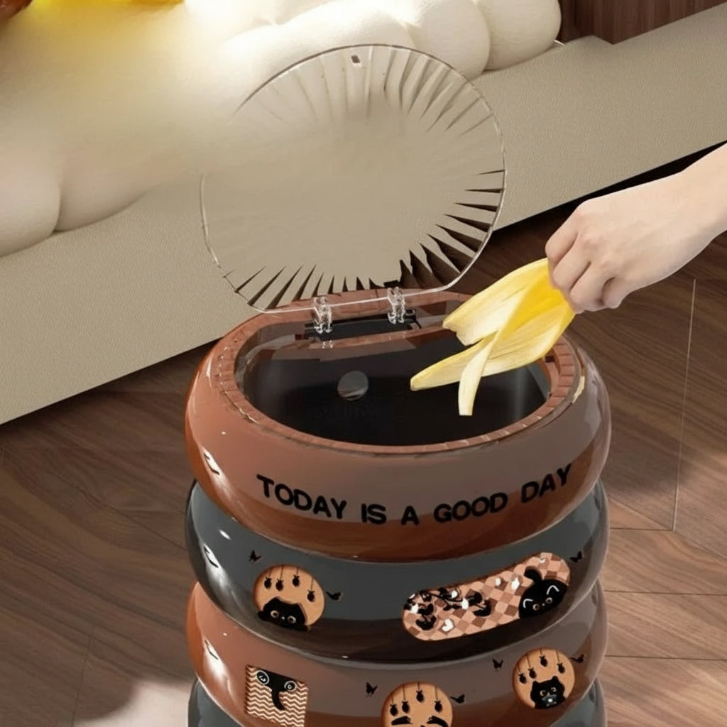 Poubelle ronde en plastique – Design avec couvercle à pression, 12L – Légère, pratique et polyvalente poubelleetdesign.com