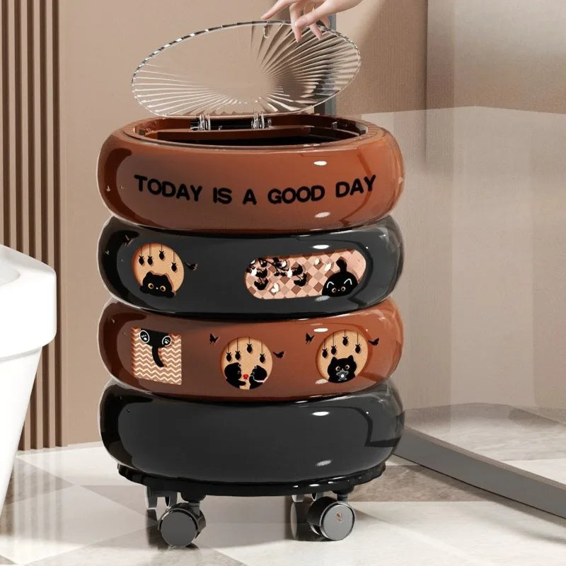 Poubelle ronde en plastique – Design avec couvercle à pression, 12L – Légère, pratique et polyvalente poubelleetdesign.com