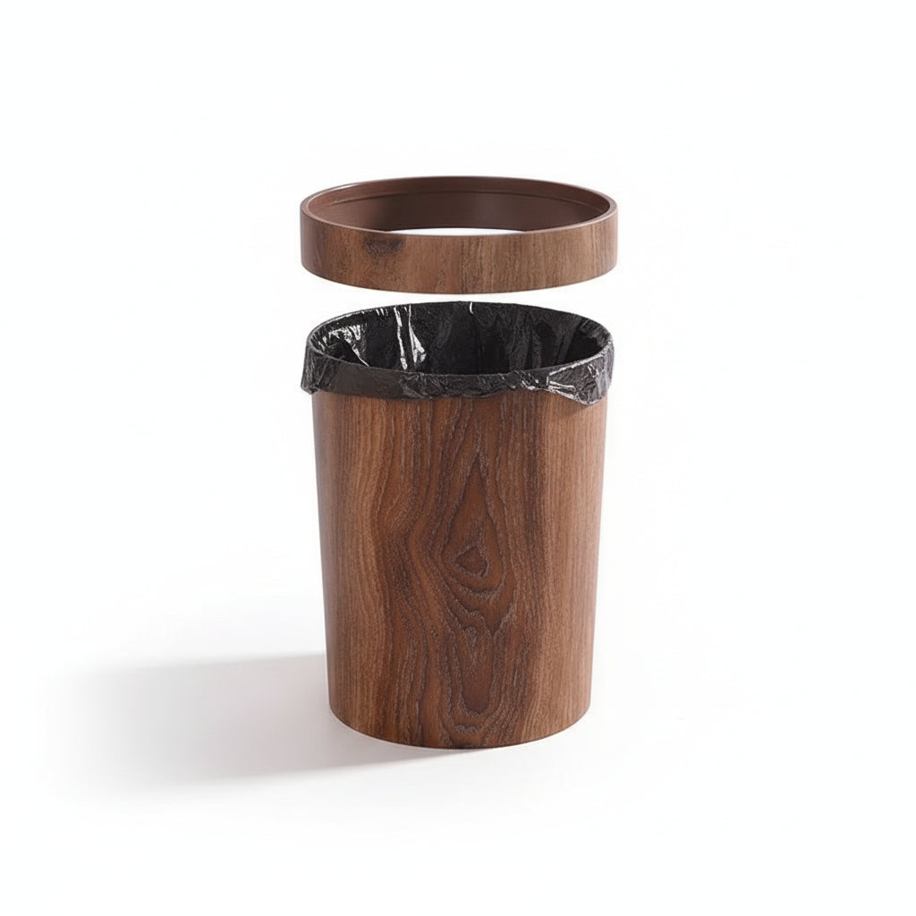 Poubelle ronde rétro effet bois – 10L / 14L poubelleetdesign.com