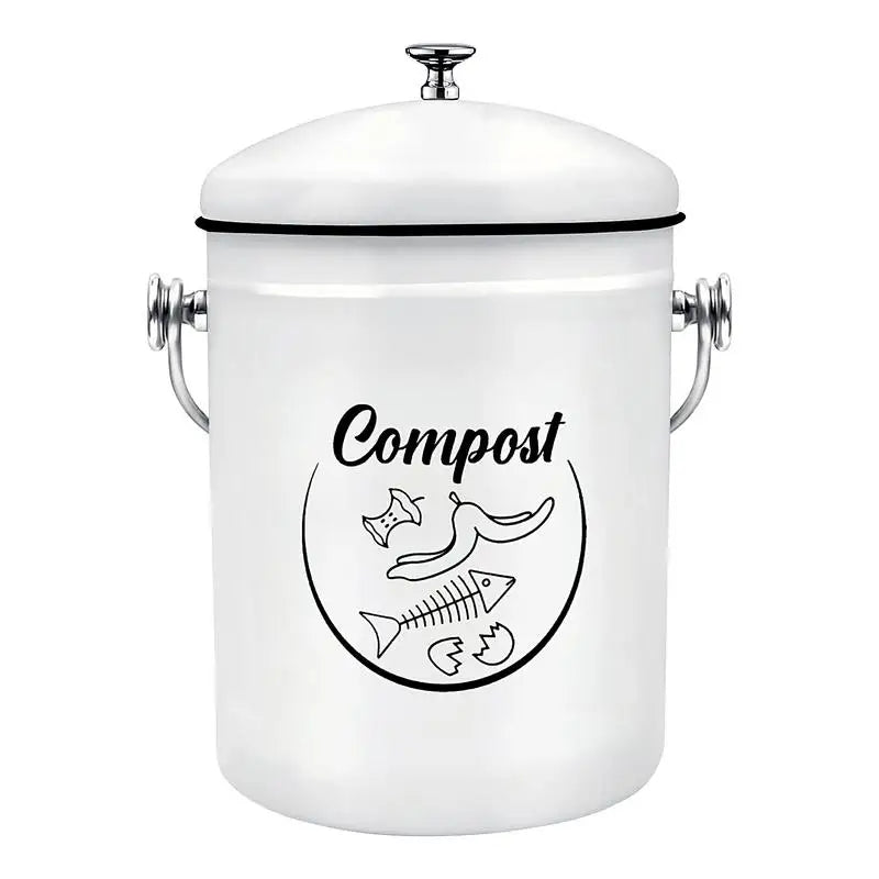 Poubelle à compost de cuisine 5 L en métal avec couvercle – gestion des déchets alimentaires poubelleetdesign.com