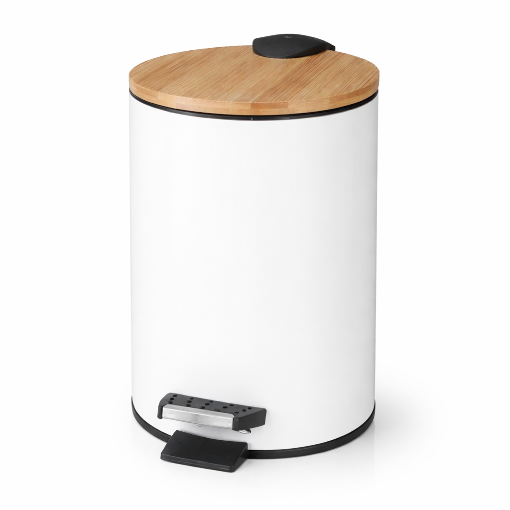 Poubelle de salle de bain en métal et bambou à pédale Poubelle & Design