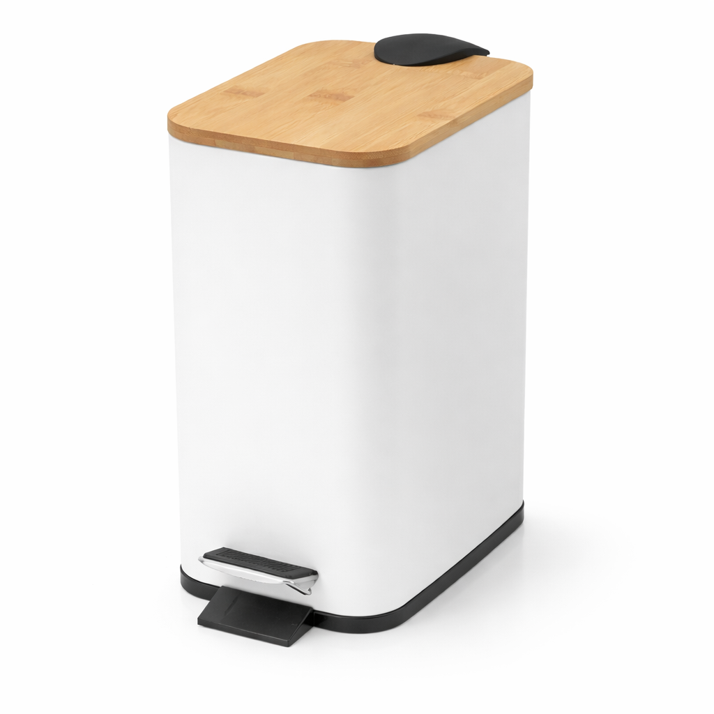 Poubelle de salle de bain rectangulaire en métal et bambou 5 litres Poubelle & Design