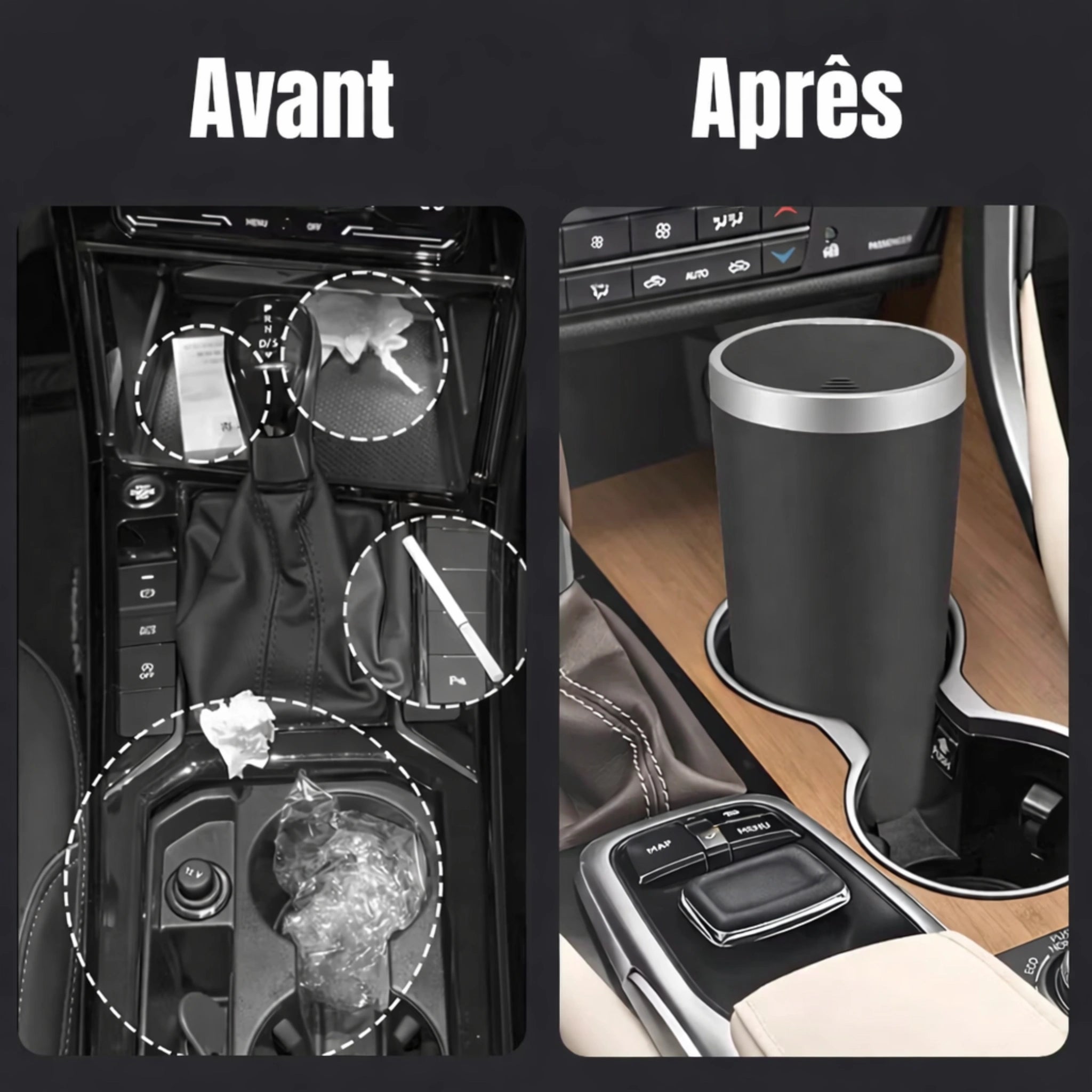 Mini poubelle de voiture compacte étanche avec couvercle à pression Poubelle & Design